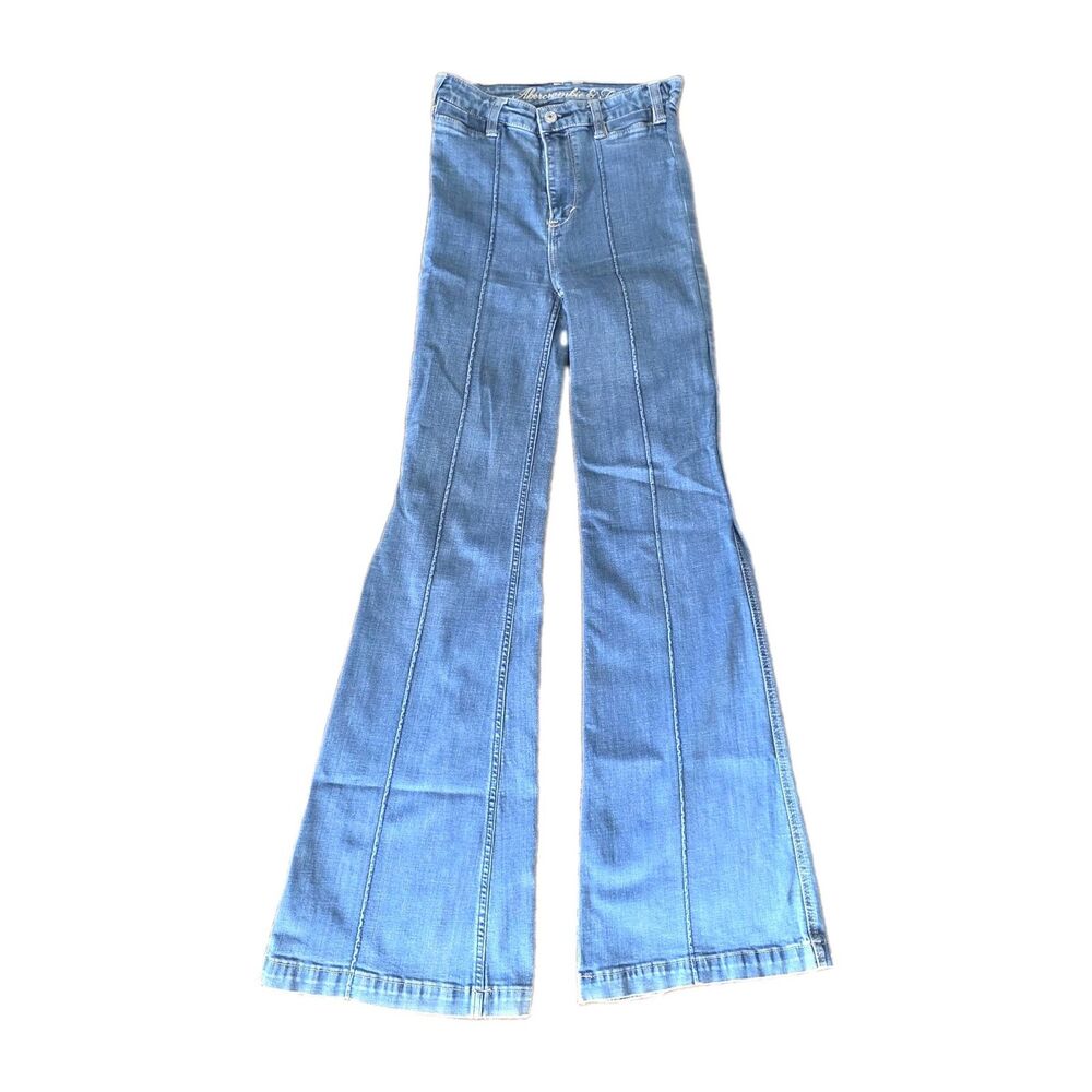 Abercrombie Fitch Jeans 0R Size 25x34 Front Seam Flare Denim